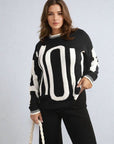 Amour Graphic Long Sleeve Knitted Jumper - Toi ‘n’ Moi Ltd