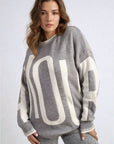 Amour Graphic Long Sleeve Knitted Jumper - Toi ‘n’ Moi Ltd