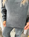 Velvet Long Sleeve Loose Top and Jogger Loungewear Co-ord Set
