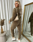 Velvet Long Sleeve Loose Top and Jogger Loungewear Co-ord Set