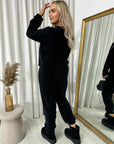 Velvet Long Sleeve Loose Top and Jogger Loungewear Co-ord Set