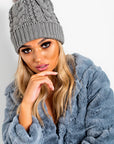 Faux Fur Lined Pom Pom Hat