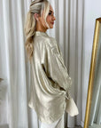 Metallic V-Neck Oversized Top