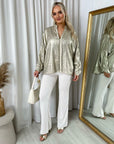 Metallic V-Neck Oversized Top