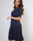 Short Sleeve Pleated Midi Dress
