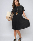 Short Sleeve Pleated Midi Dress - Toi ‘n’ Moi Ltd