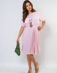 Short Sleeve Pleated Midi Dress
