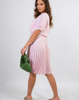 Short Sleeve Pleated Midi Dress