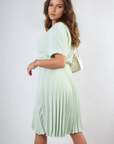 Short Sleeve Pleated Midi Dress