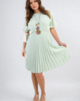 Short Sleeve Pleated Midi Dress