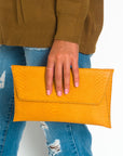 Faux Leather Envelope Clutch Bag