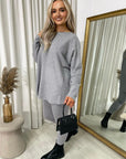 Oversized Rhinestone Detail Long Sleeve Top and Leggings Co-ord Set