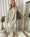 Oversized Rhinestone Detail Long Sleeve Top and Leggings Co-ord Set