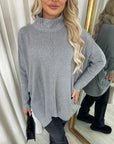Rhinestone Detail High Neck Knitted Jumper