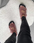 Faux Fur Double Buckle Sliders