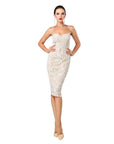 Strapless Beige Cocktail Dress