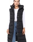 Ladies Girls Long Hooded Puffer Warm Padded Sleeveless Gilet Bodywarmer Zipper - Toi ‘n’ Moi Ltd