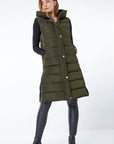 Ladies Girls Long Hooded Puffer Warm Padded Sleeveless Gilet Bodywarmer Zipper - Toi ‘n’ Moi Ltd