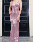 Pink Sequin Evening Gown