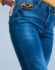 Skinny Jeans With Leopard Detail - Toi ‘n’ Moi Ltd