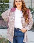 Bonbon Plaid Print Drawstring Hooded Button-up Plus Size Shirt - Toi ‘n’ Moi Ltd