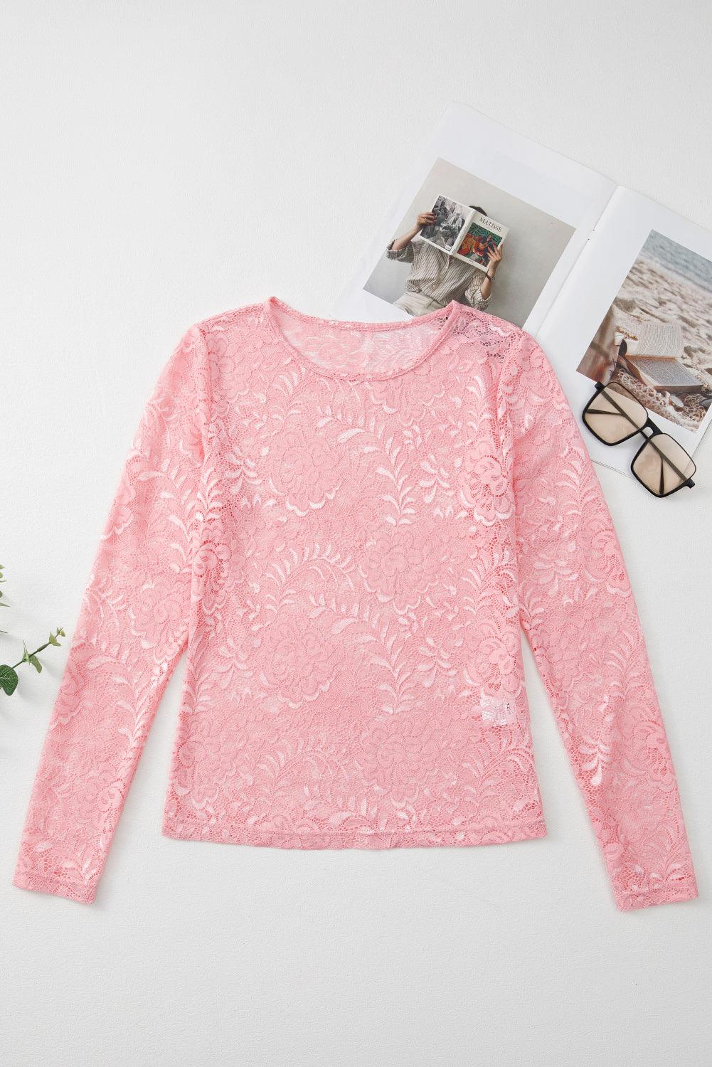 Blossom Floral Lace Sheer Long Sleeve Top - Toi ‘n’ Moi Ltd