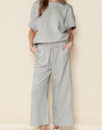 Black Textured Loose Fit T Shirt and Drawstring Pants Set - Toi ‘n’ Moi Ltd