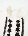 Beige Floral Embroidered Stand Neck Buttoned Shirt - Toi ‘n’ Moi Ltd