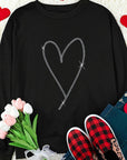 Black Rhinestone Heart Pattern Valentines Fashion Sweatshirt - Toi ‘n’ Moi Ltd