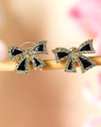 Black Rhinestone Bowknot Stud Earrings - Toi ‘n’ Moi Ltd