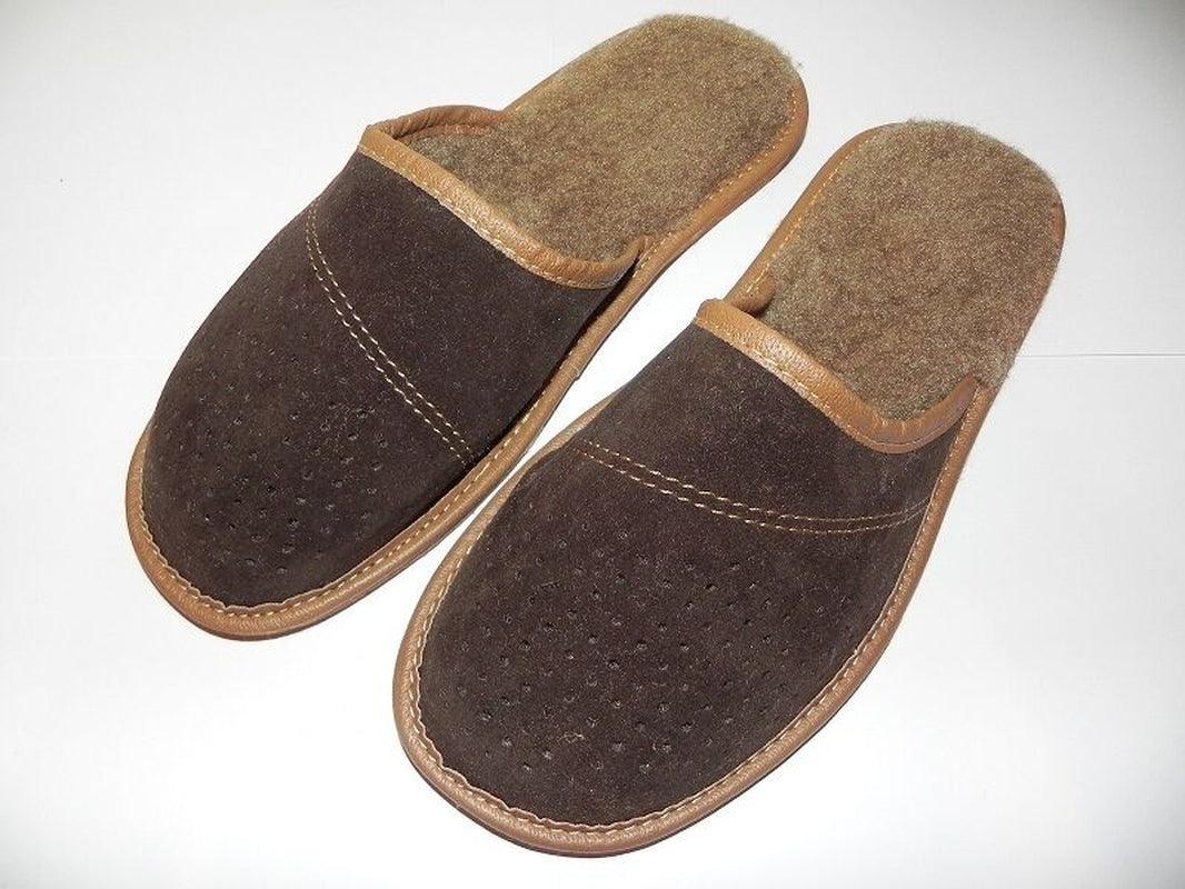 Mens 100% Suede Leather Warmed Slippers Handmade Size:6.5,7.5,8 - Toi ‘n’ Moi Ltd
