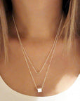 Cube Pendant Double Layer Necklace Set