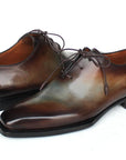 Paul Parkman Men's Brown & Blue Patina Goodyear Welted Wholecut Oxfords (ID