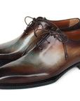 Paul Parkman Men's Brown & Blue Patina Goodyear Welted Wholecut Oxfords (ID