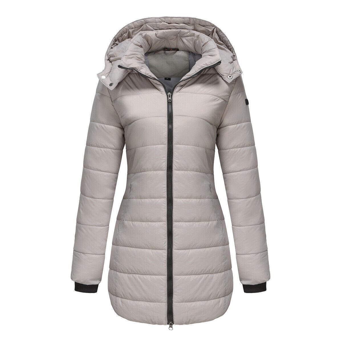 Women Winter Long Parka Quilted Coat Hooded Ladies Warm Padded Puffer Jacket - Toi ‘n’ Moi Ltd