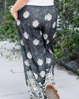 Black Plus Size Geometric Ethnic Print Drawstring Wide Leg Pants - Toi ‘n’ Moi Ltd