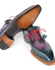 Paul Parkman Men's Norwegian Welted Wingtip Oxford Shoes Purple & Blue (ID