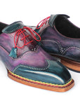 Paul Parkman Men's Norwegian Welted Wingtip Oxford Shoes Purple & Blue (ID