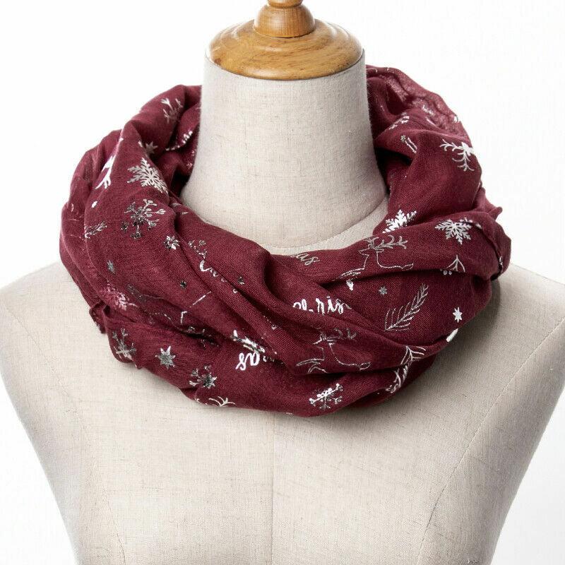 Womens Ladies Christmas Festive Scarf Santa Claus Snowman Print Winter Gifts UK - Toi ‘n’ Moi Ltd