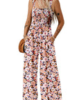 Black Floral Square Neckline Stretch High Waist Jumpsuit - Toi ‘n’ Moi Ltd