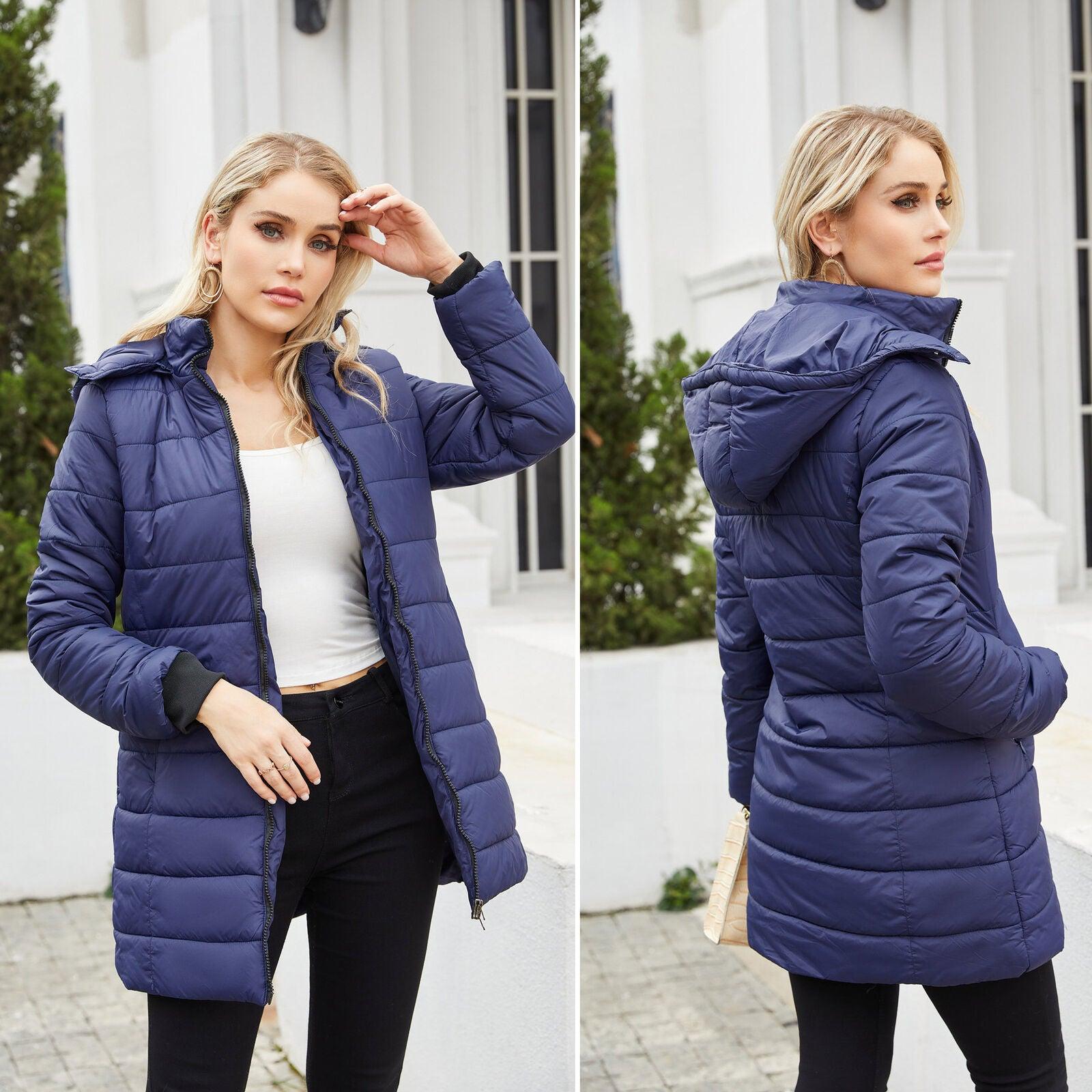 Women Winter Long Parka Quilted Coat Hooded Ladies Warm Padded Puffer Jacket - Toi ‘n’ Moi Ltd