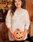 Apricot Plus Size Western Aztec Print Loose Sweater - Toi ‘n’ Moi Ltd