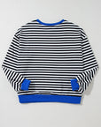 Black Stripe Oversized Contrast Trim Pullover Sweatshirt - Toi ‘n’ Moi Ltd