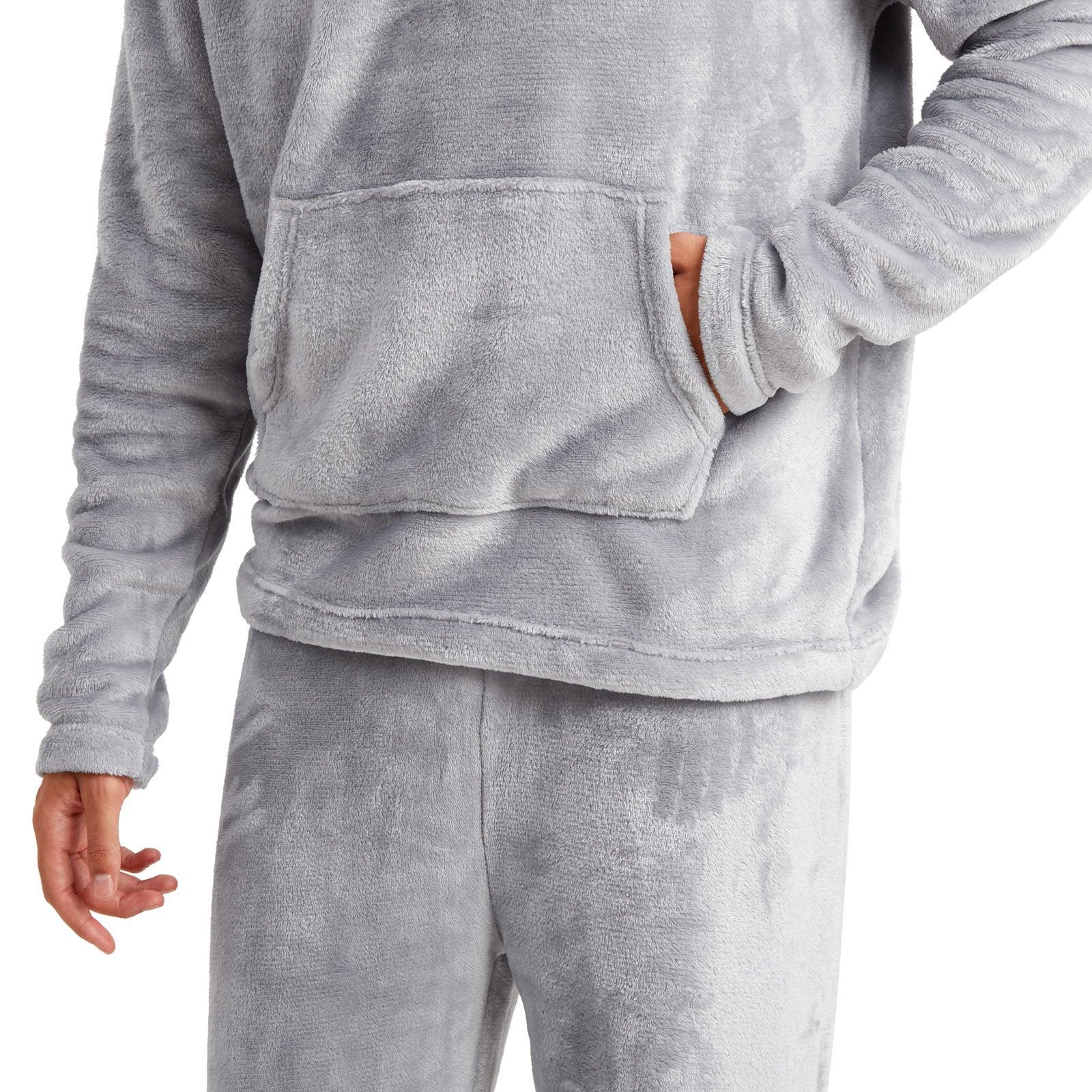 Snuggaroo Mens Soft Fleece Hooded Pjs Pyjama Bottoms Top Loungewear Set - Toi ‘n’ Moi Ltd