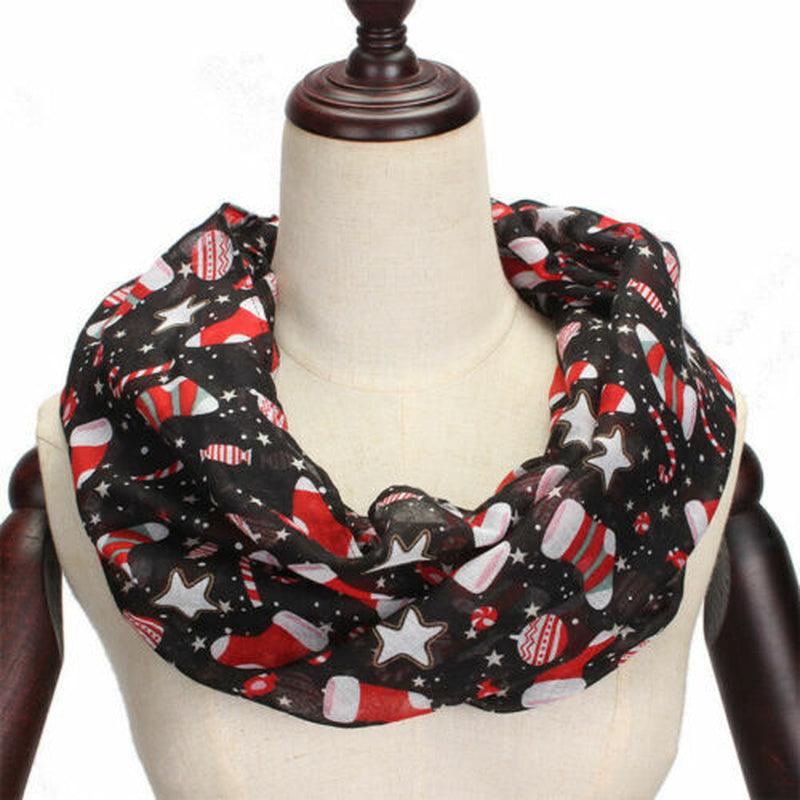 Womens Ladies Christmas Festive Scarf Santa Claus Snowman Print Winter Gifts UK - Toi ‘n’ Moi Ltd