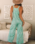 Moonlight Jade Printed Bib Wide Leg Overalls