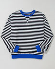 Black Stripe Oversized Contrast Trim Pullover Sweatshirt - Toi ‘n’ Moi Ltd
