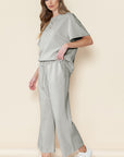 Black Textured Loose Fit T Shirt and Drawstring Pants Set - Toi ‘n’ Moi Ltd