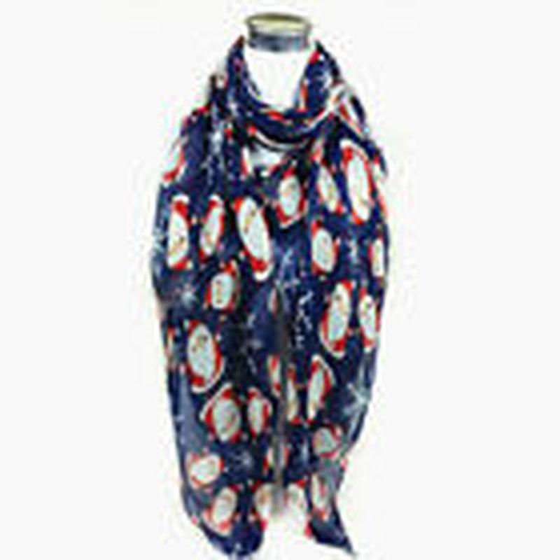 Womens Ladies Christmas Festive Scarf Santa Claus Snowman Print Winter Gifts UK - Toi ‘n’ Moi Ltd