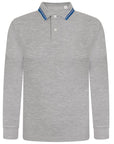 Mens Tipping Pique Polo Shirt Top Long Sleeve Work Collared Casual Office Wear - Toi ‘n’ Moi Ltd
